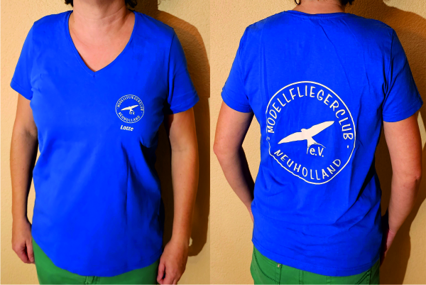 V-Neck Shirt mit weißen Flexdruck - 14€